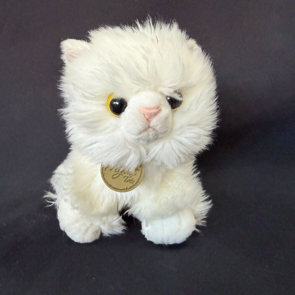Miyoni Tots Angora White Cat Kitten 6 ¼” Tall